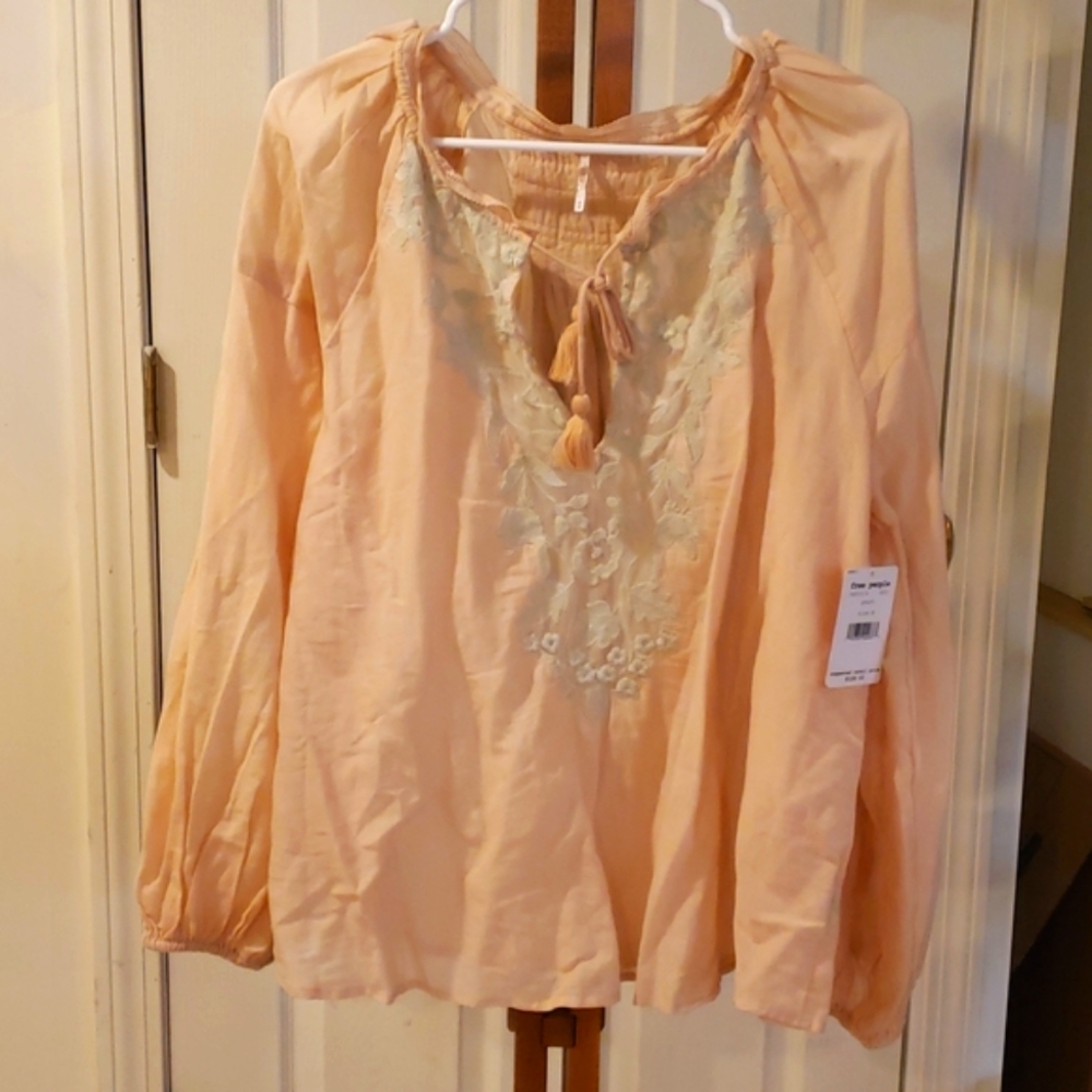 Free People romantic peach poets blouse